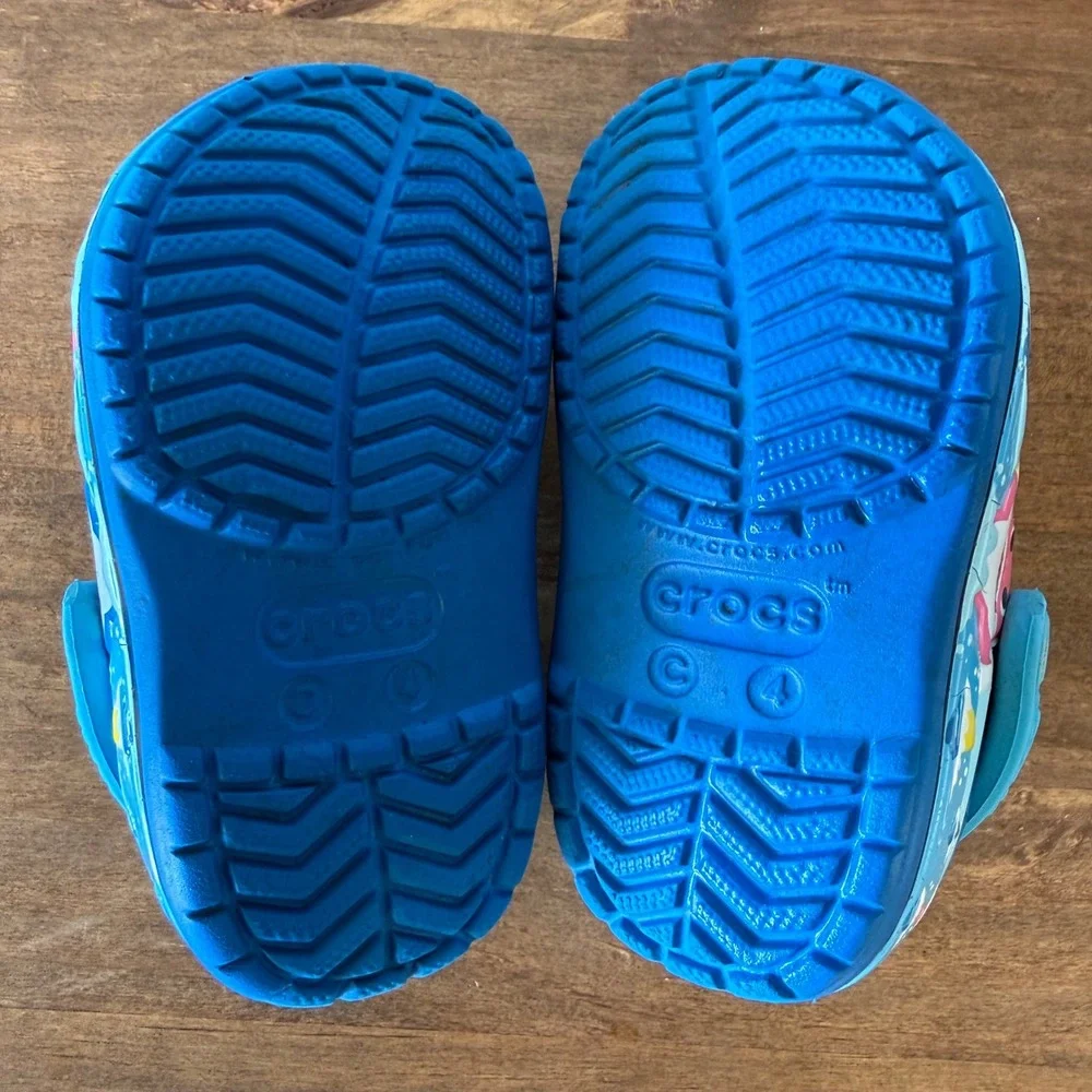 Crocs Fun Lab Baby Shark Blue Clogs Toddler Kids C4 Pinkfong Slip On Shoes